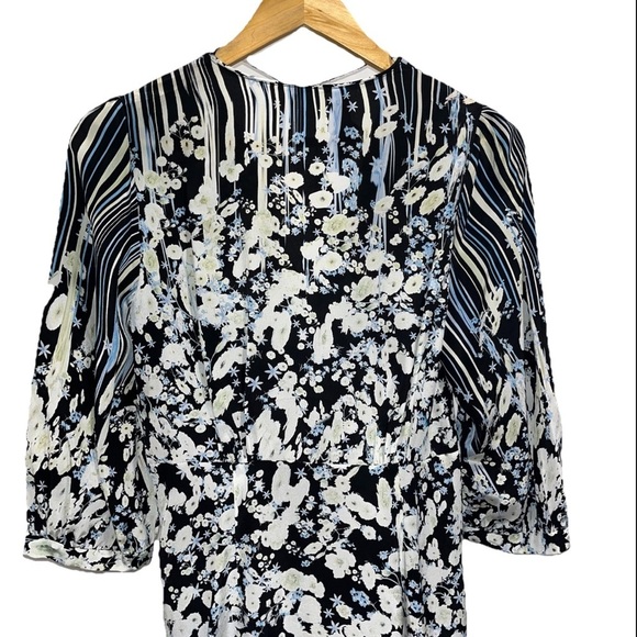 DOROTHY SCHUMACHER Blooming Love Midi Dress Silk Floral Blue White Small NWT - Picture 12 of 16